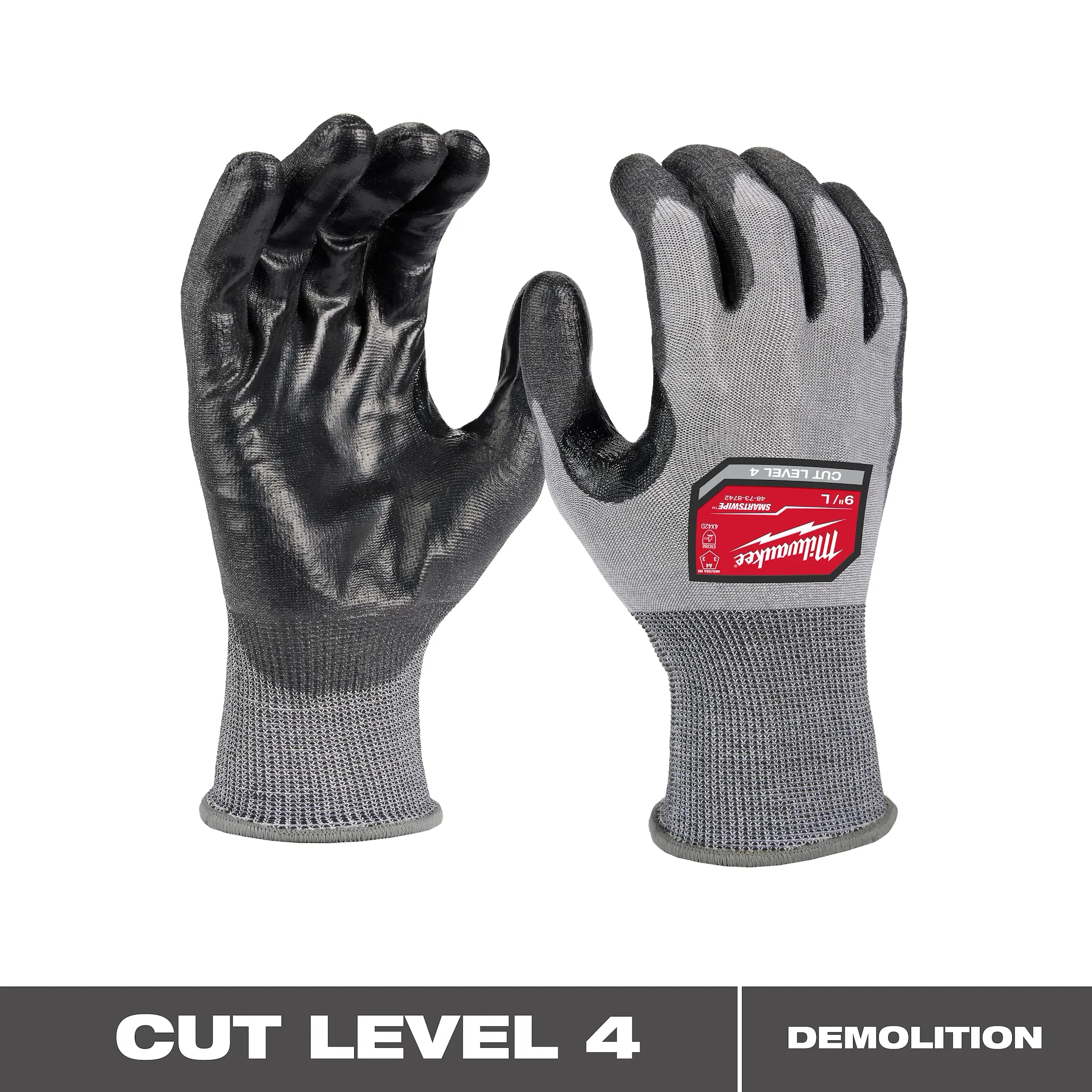 MILWAUKEE Cut Level 4 High Dexterity Polyurethane Dipped Gloves